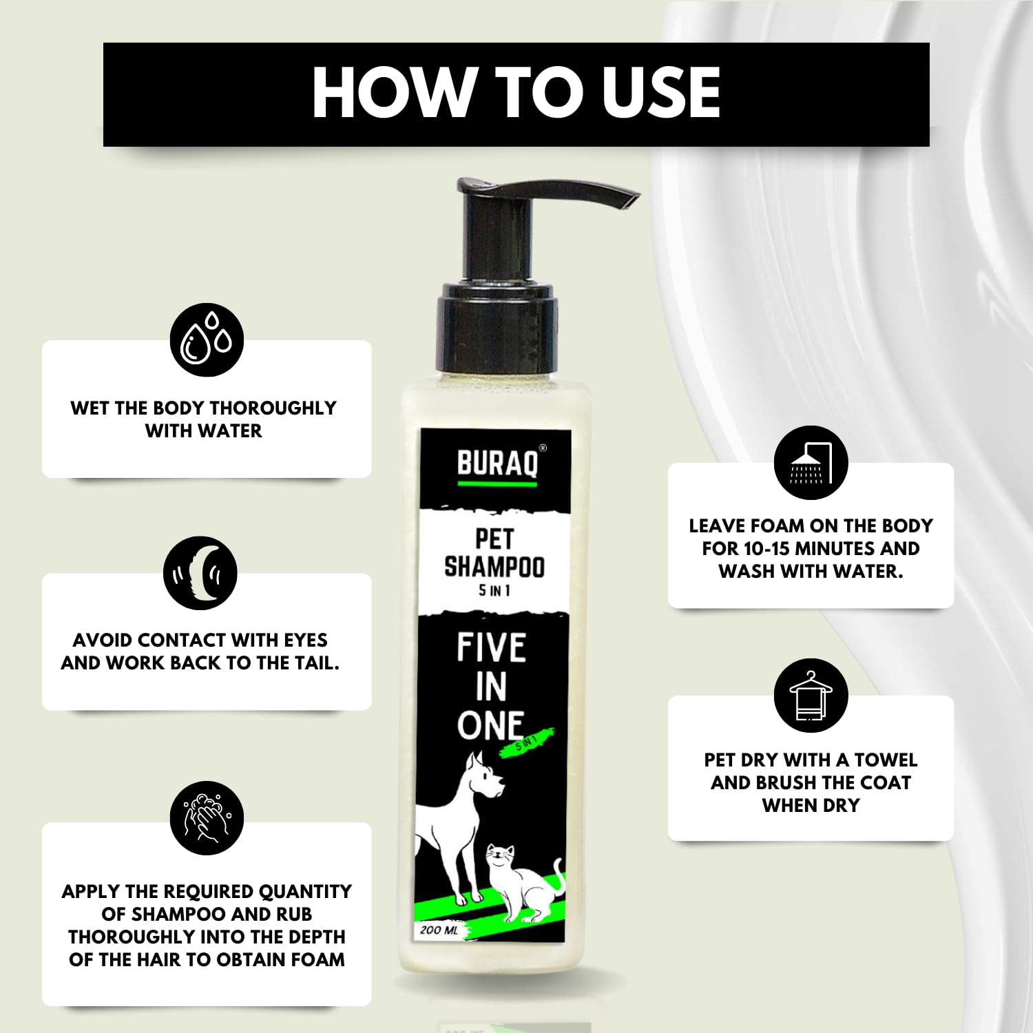 5-in-1 Pet Shampoo – Anti-Dandruff& Moisturizing Formula - BURAQ PETS