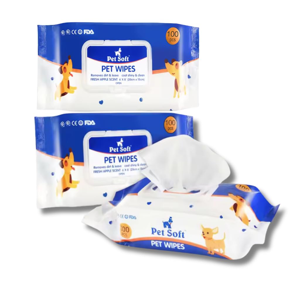 Anti-Bacterial Pet Wipes – 100 Wet Wipes with Apple Scent - BURAQ PETS