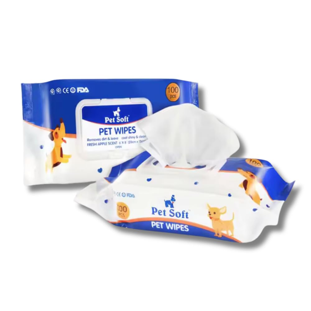 Anti-Bacterial Pet Wipes – 100 Wet Wipes with Apple Scent - BURAQ PETS