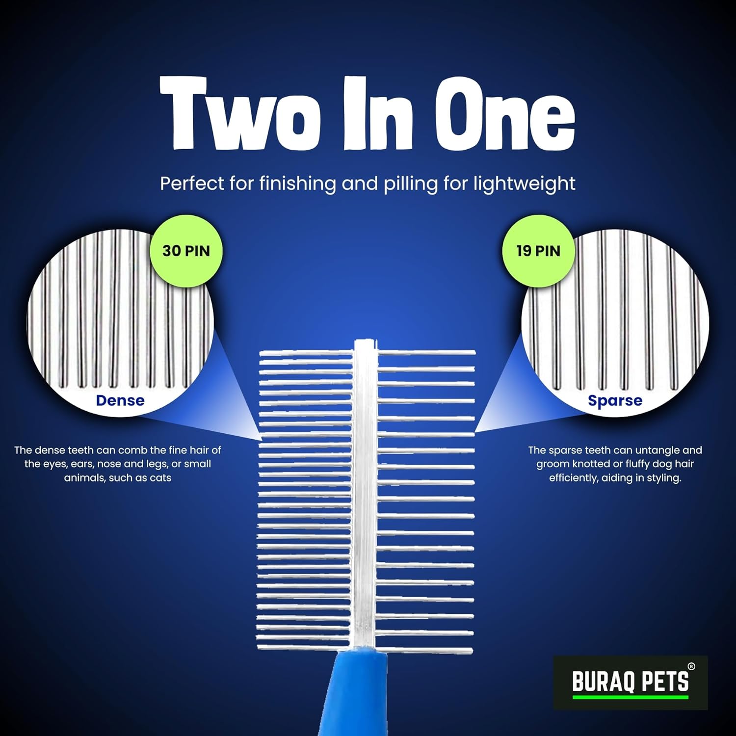 Dual-Sided Pet Grooming Comb – Stainless Steel Hairbrush - BURAQ PETS