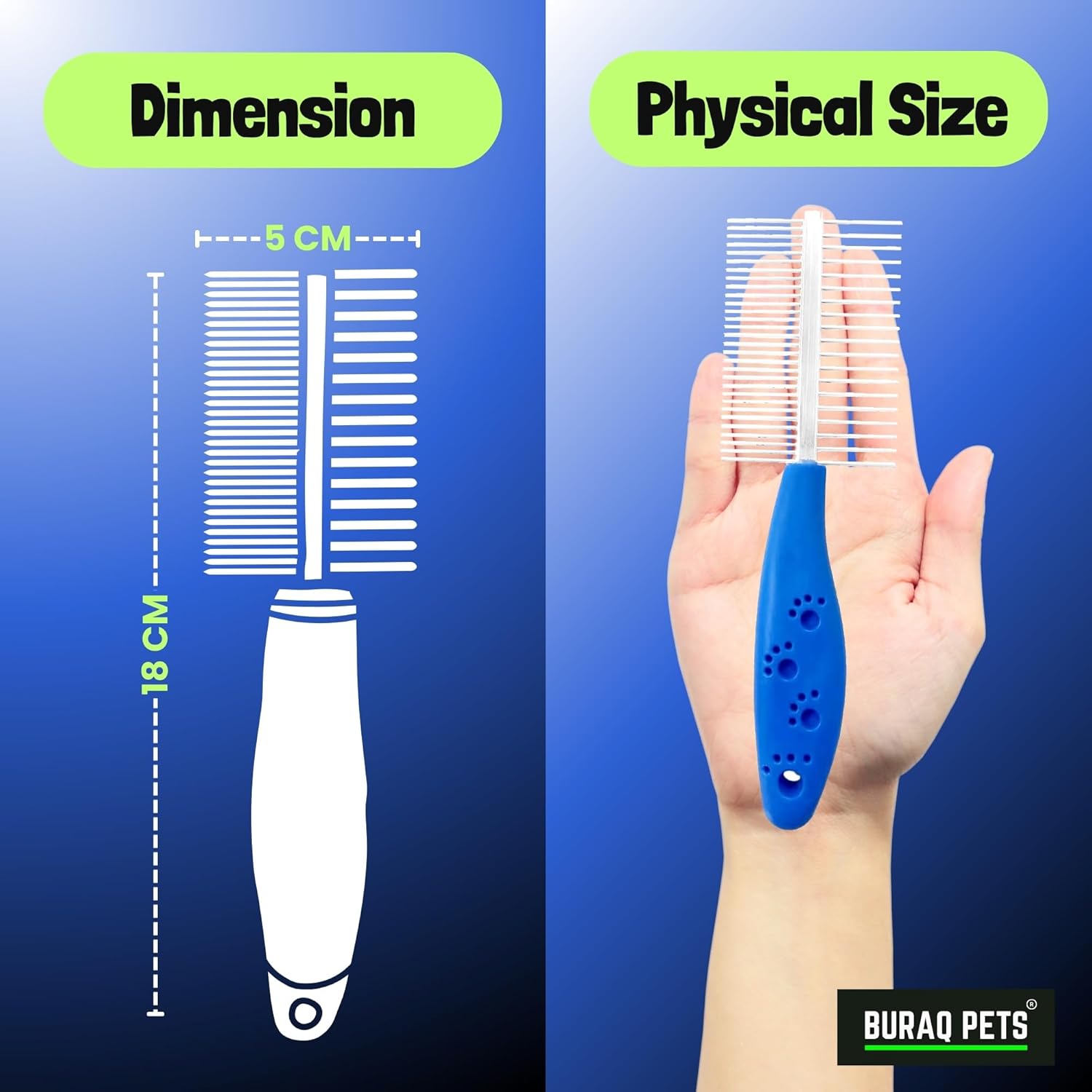 Dual-Sided Pet Grooming Comb – Stainless Steel Hairbrush - BURAQ PETS