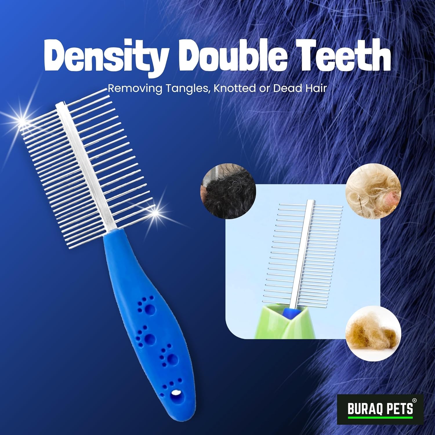 Dual-Sided Pet Grooming Comb – Stainless Steel Hairbrush - BURAQ PETS