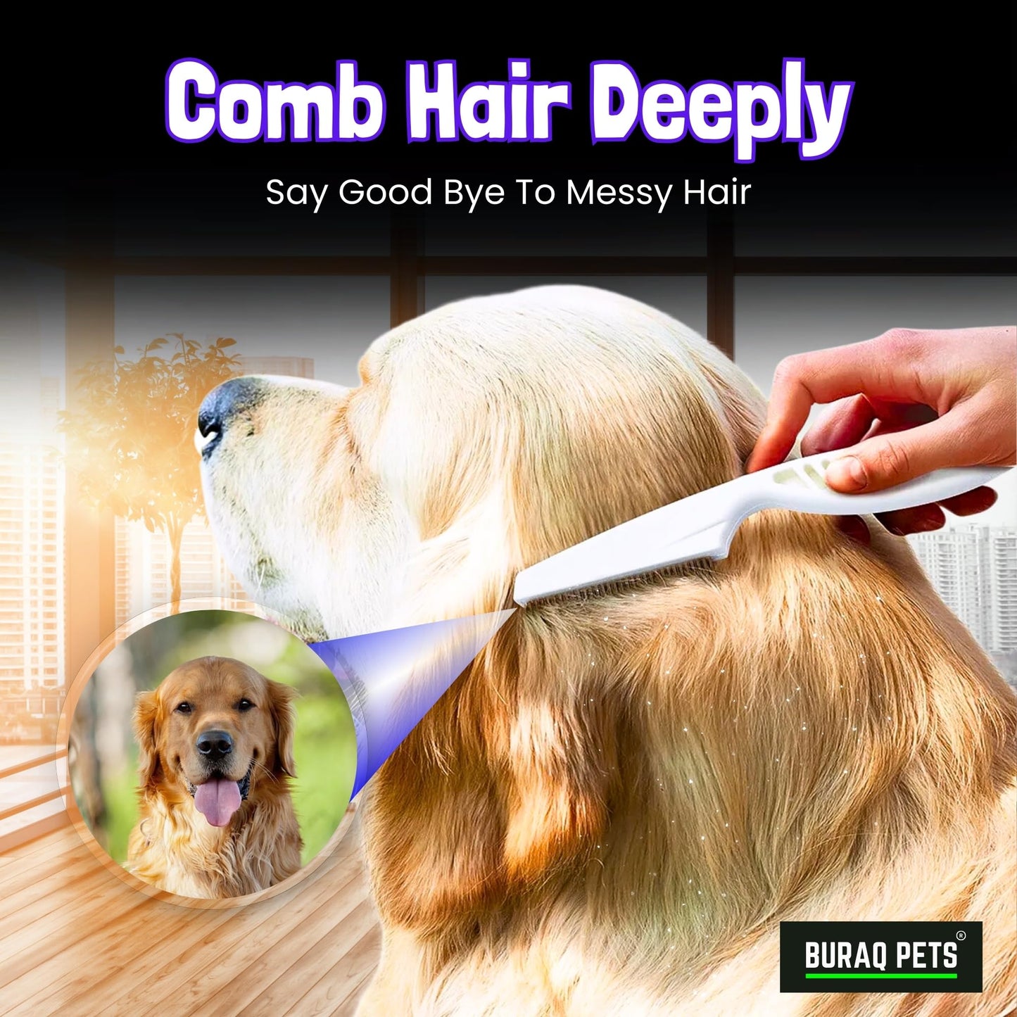 Buraq Pets Flea Comb for Cat & Dog For Removing Fleas, Tick & Lice, Dog Comb, Cat Comb, Grooming Tool for Pets (Large) - BURAQ PETS