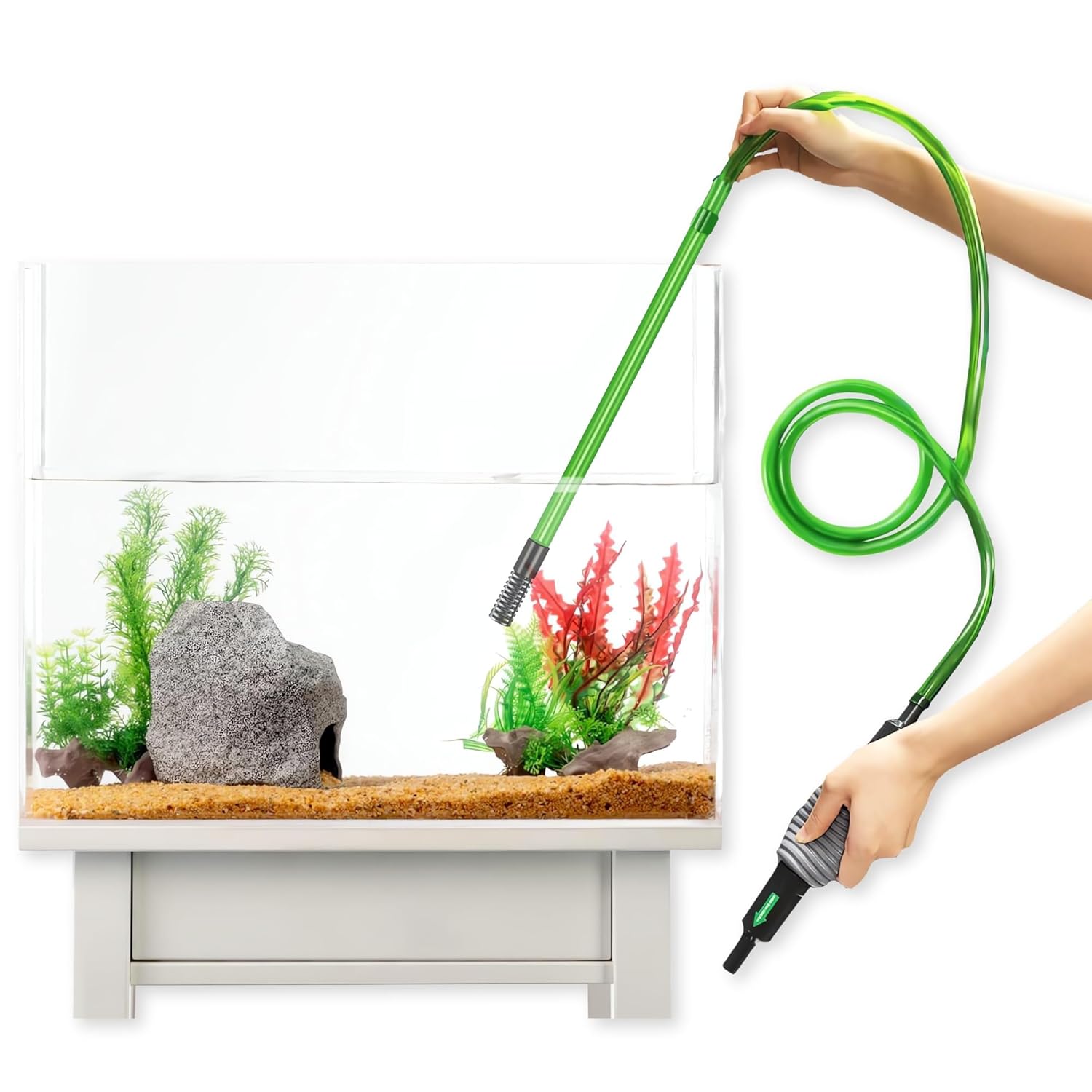 Buraq Siphon Cleaner, Adjustable Flow Gravel Vacuum with Built - in Filter, Easy Water Change & Debris Remover for Fish Tank Cleaner Pump for Auqarium - BURAQ PETS