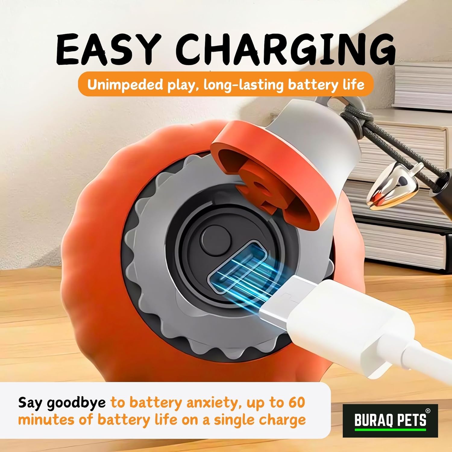 BURAQ Speedy Smart Gravity 360° Self Roller Ball, Automatic Interactive Cat Toys, Automatic Rolling Kitten Toys with Type - C Charge - BURAQ PETS