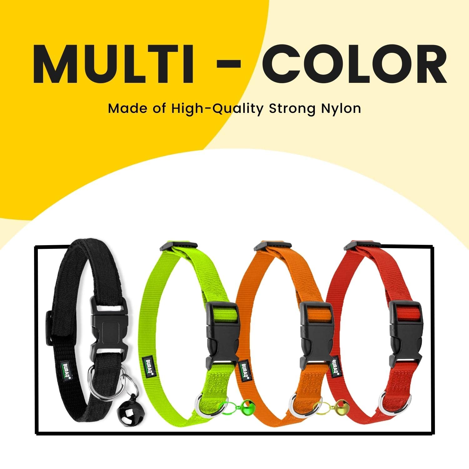 Cat Collars – Adjustable & Durable Plain Belts - 4Pcs – premium pet product by Buraq Pets