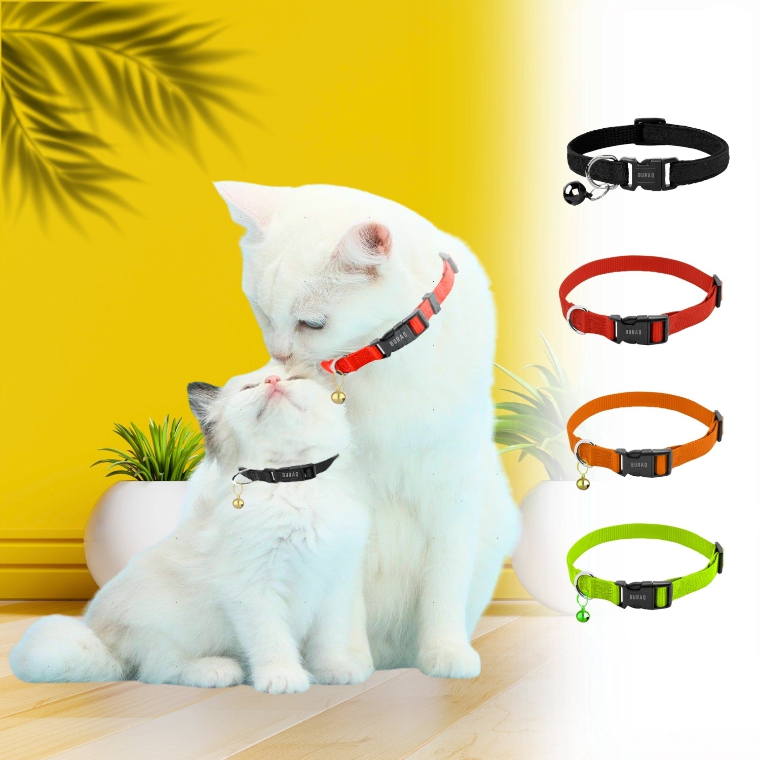 Cat Collars - Adjustable & Durable Plain Belts - 4Pcs - premium pet product by Buraq Pets