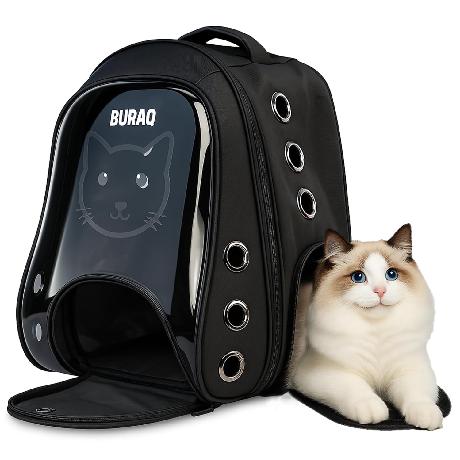 Cat Face Pet Carrier Backpack – Stylish & Ventilated Travel Bag for Cats & Small Dogs - BURAQ PETS