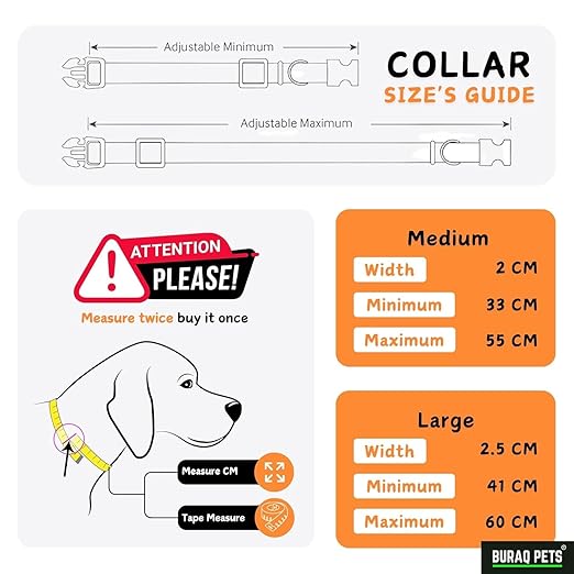 Classic Dog Collar - Adjustable Collar with Strong Buckle, Lightweight and Durable - BURAQ PETS