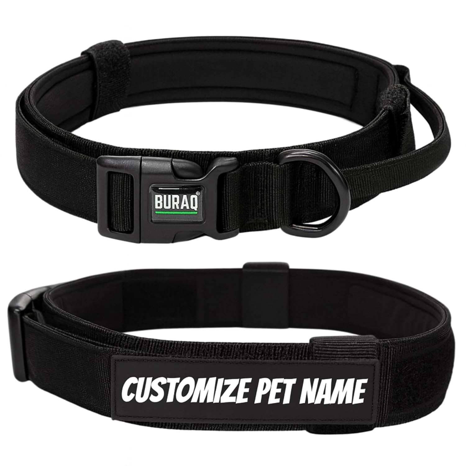Customize Tactical Dog Collar with Name Patch With Heavy - Duty Nylon - BURAQ PETS