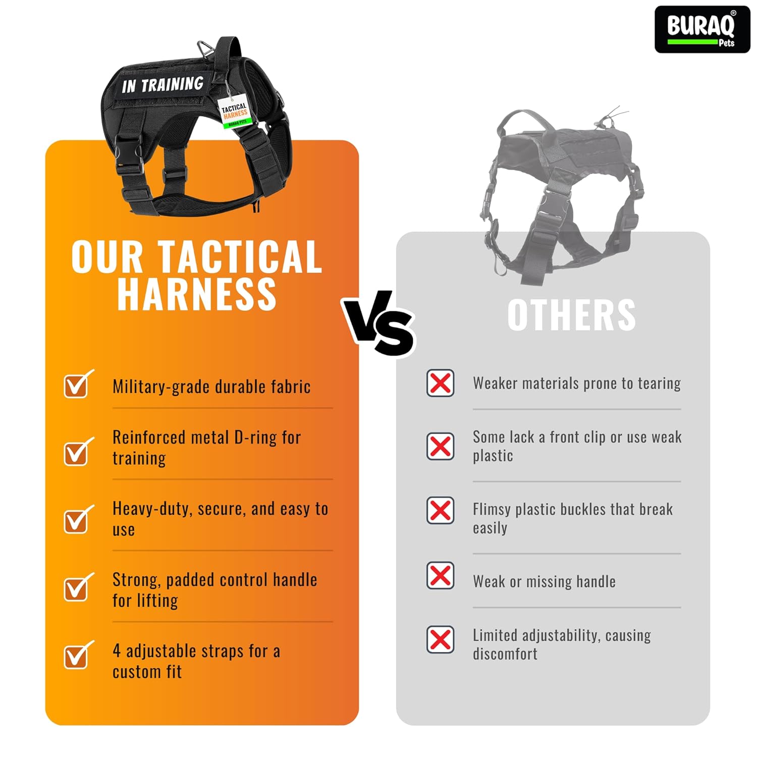 Customized Tactical Dog Harness with Padded Leash