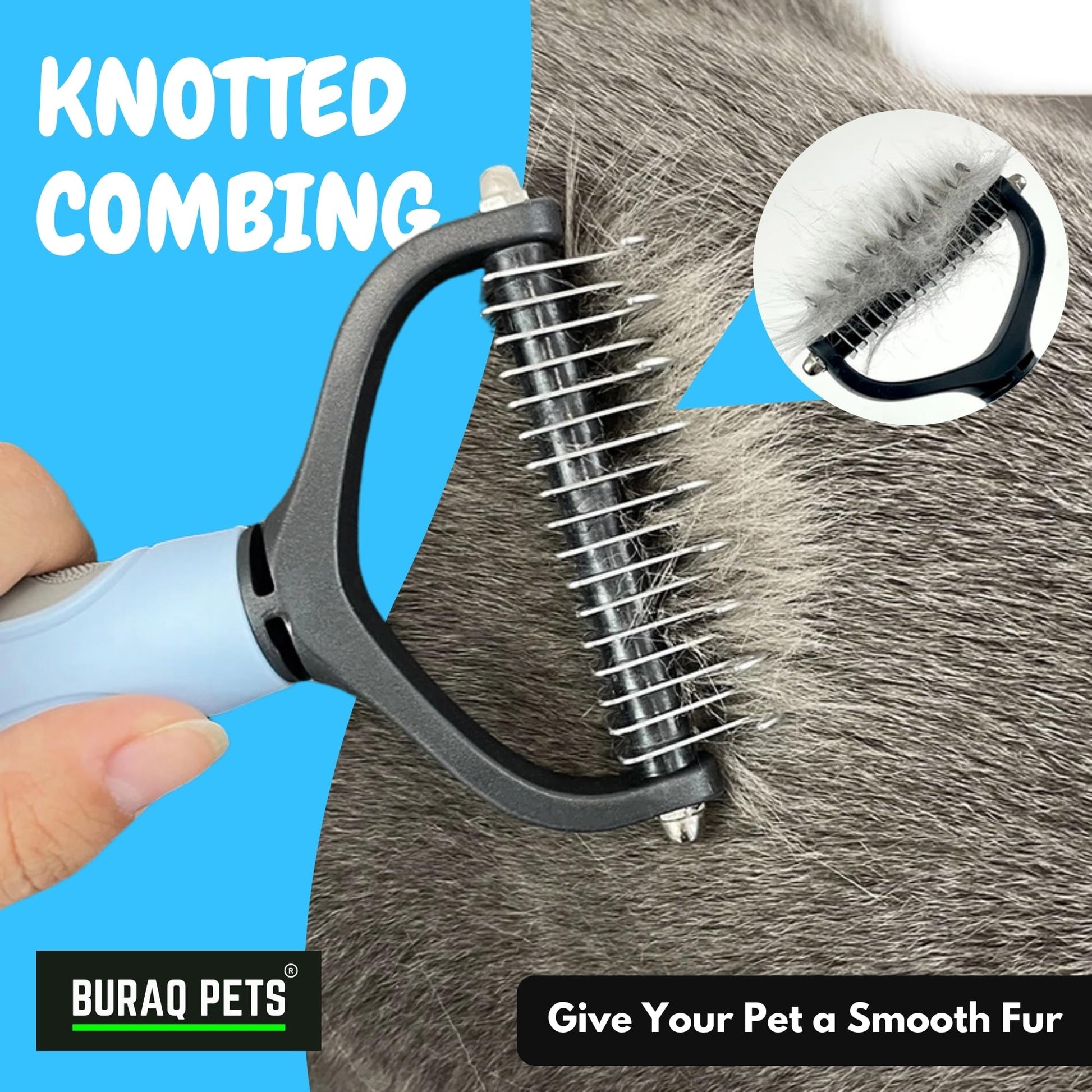 Dematting Grooming Brush for Cats and Dogs. - BURAQ PETS
