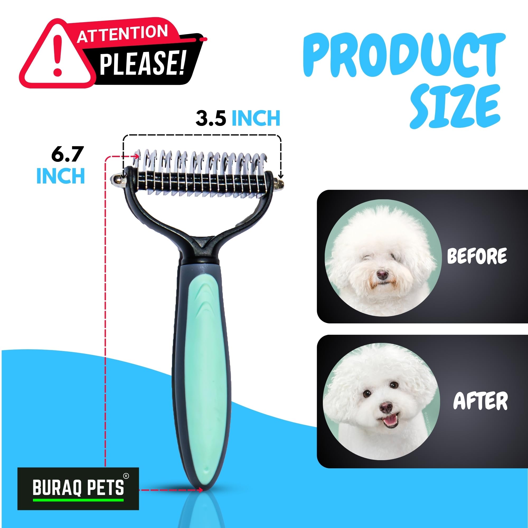 Dematting Grooming Brush for Cats and Dogs. - BURAQ PETS