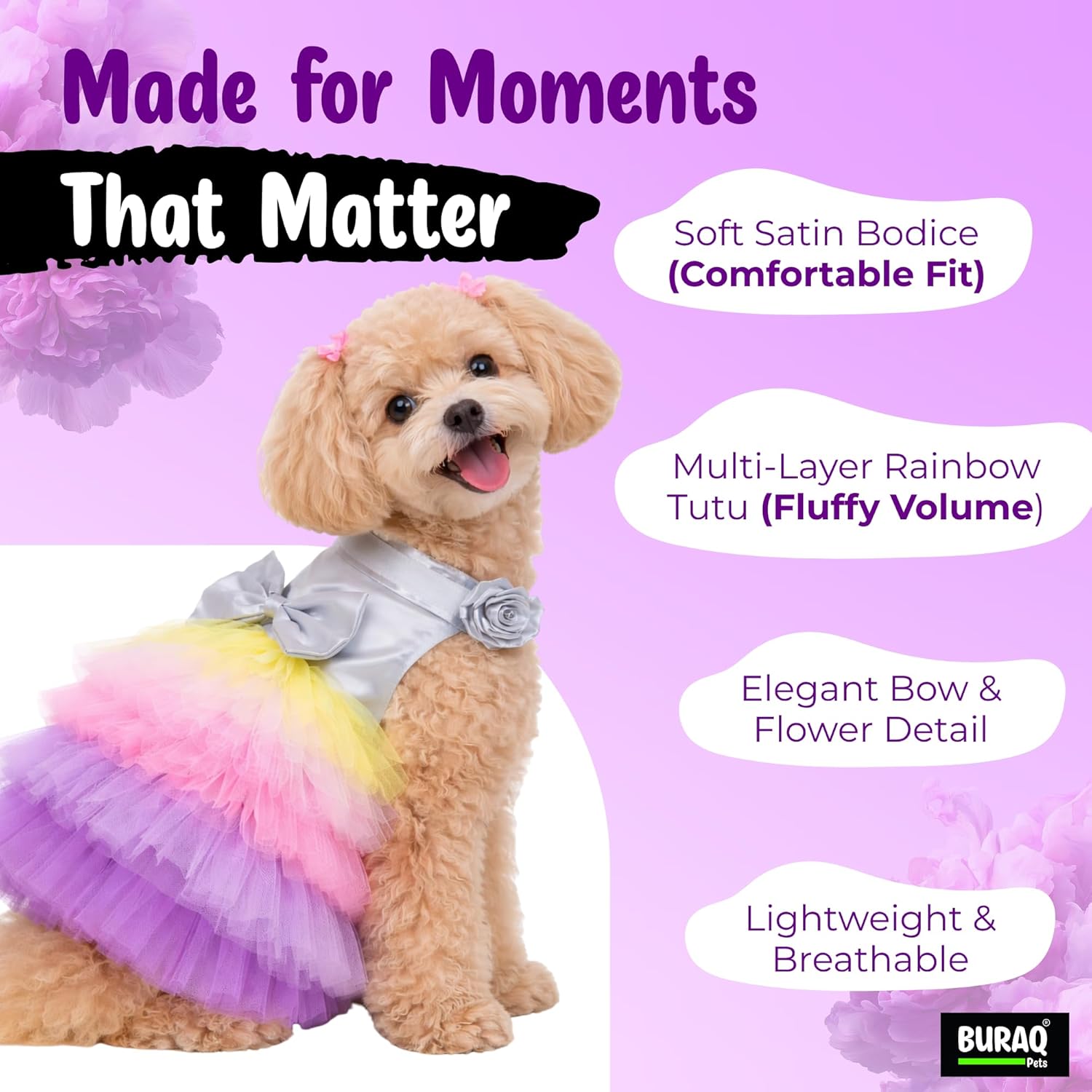 Dog Dress with Fancy Bow | Soft Party Outfit for Dogs & Cats - BURAQ PETS