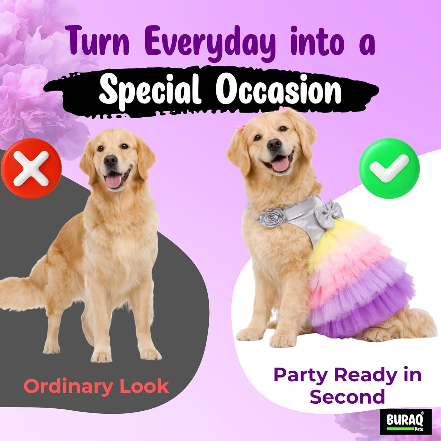 Dog Dress with Fancy Bow | Soft Party Outfit for Dogs & Cats - BURAQ PETS