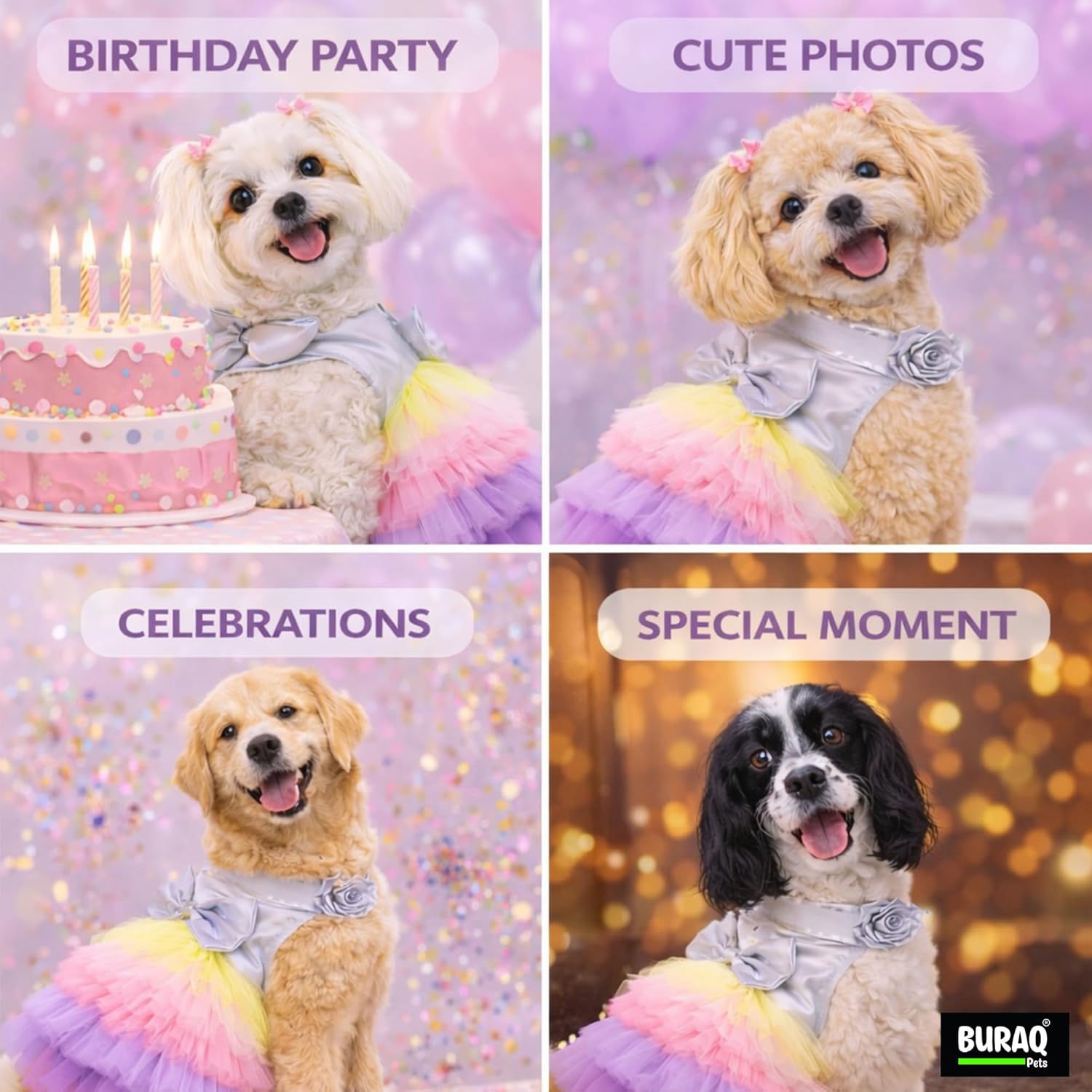 Dog Dress with Fancy Bow | Soft Party Outfit for Dogs & Cats - BURAQ PETS