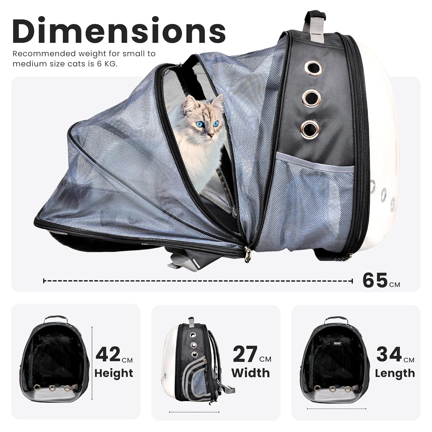 Expandable Astronaut Pet Backpack – Stylish, Ventilated & Travel - Ready - BURAQ PETS