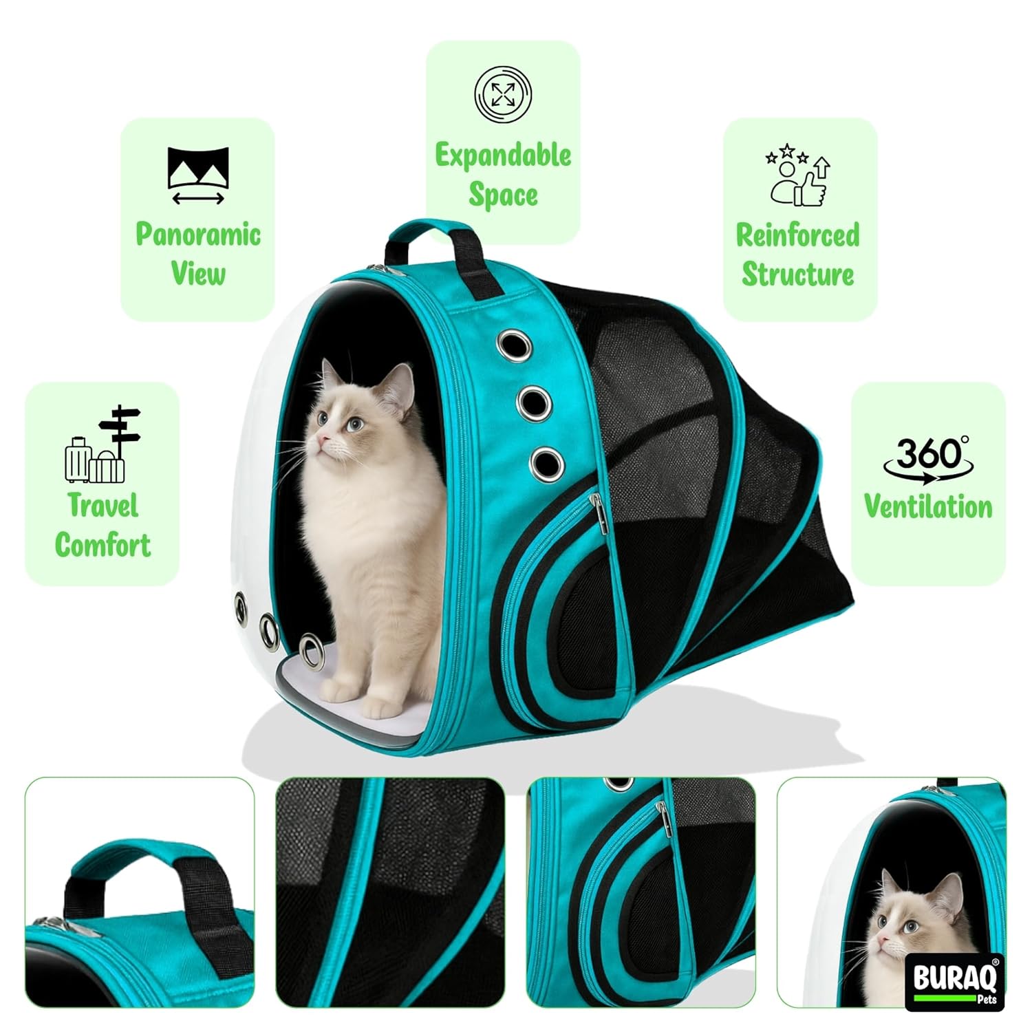 Expandable Astronaut Pet Carrier Backpack,Stylish Secure & Ventilated Travel Bag for Cats - BURAQ PETS