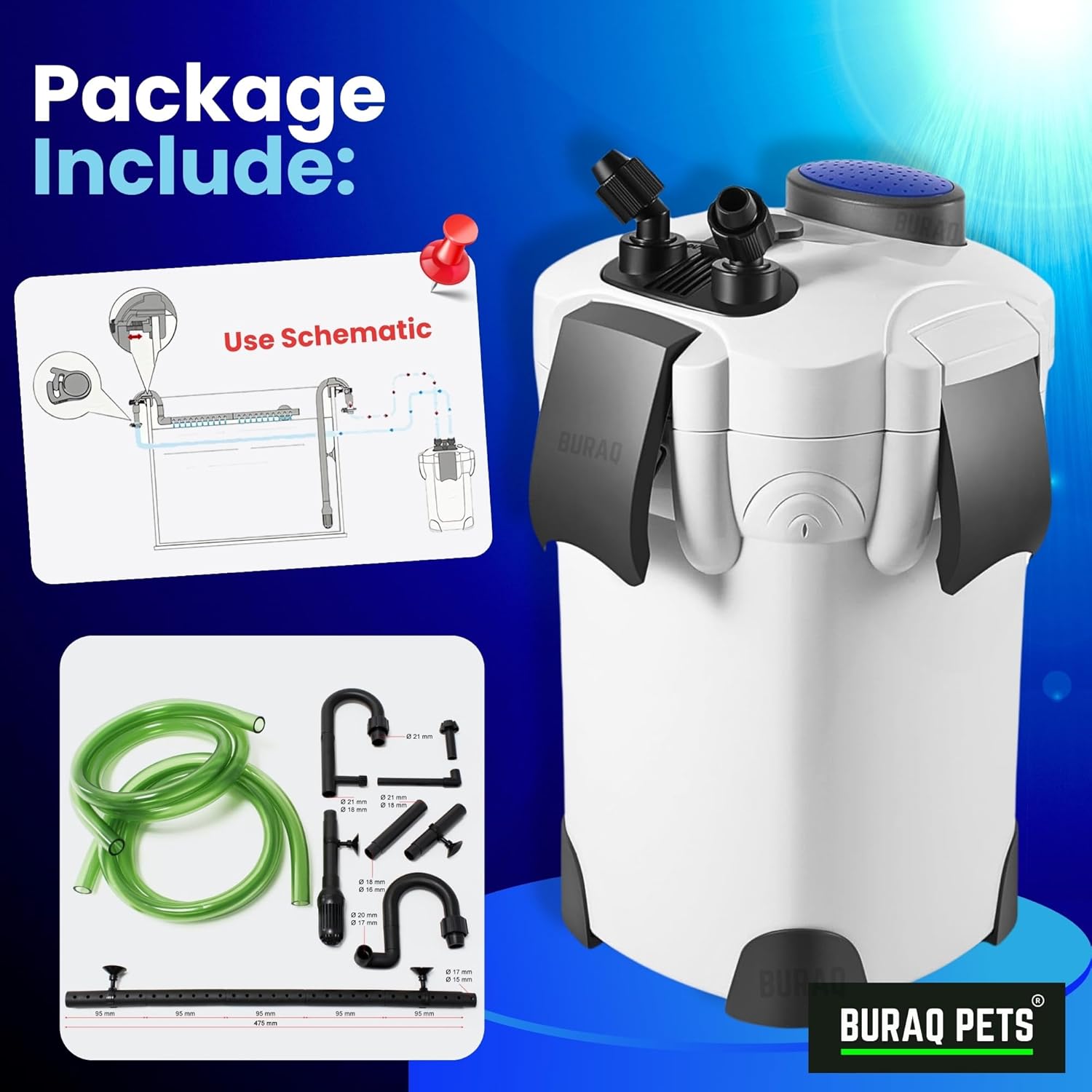 External Canister Aquarium Filter HW-302 – Ultra-Quiet, High-Performance Filtration for 2.5 to 4 FT Tanks - BURAQ PETS