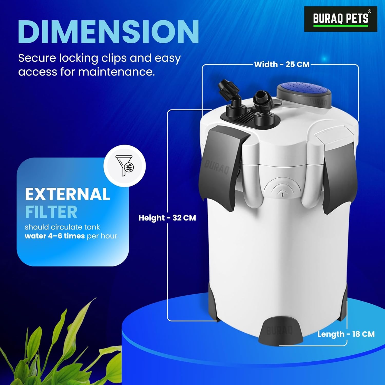 External Canister Aquarium Filter HW-302 – Ultra-Quiet, High-Performance Filtration for 2.5 to 4 FT Tanks - BURAQ PETS