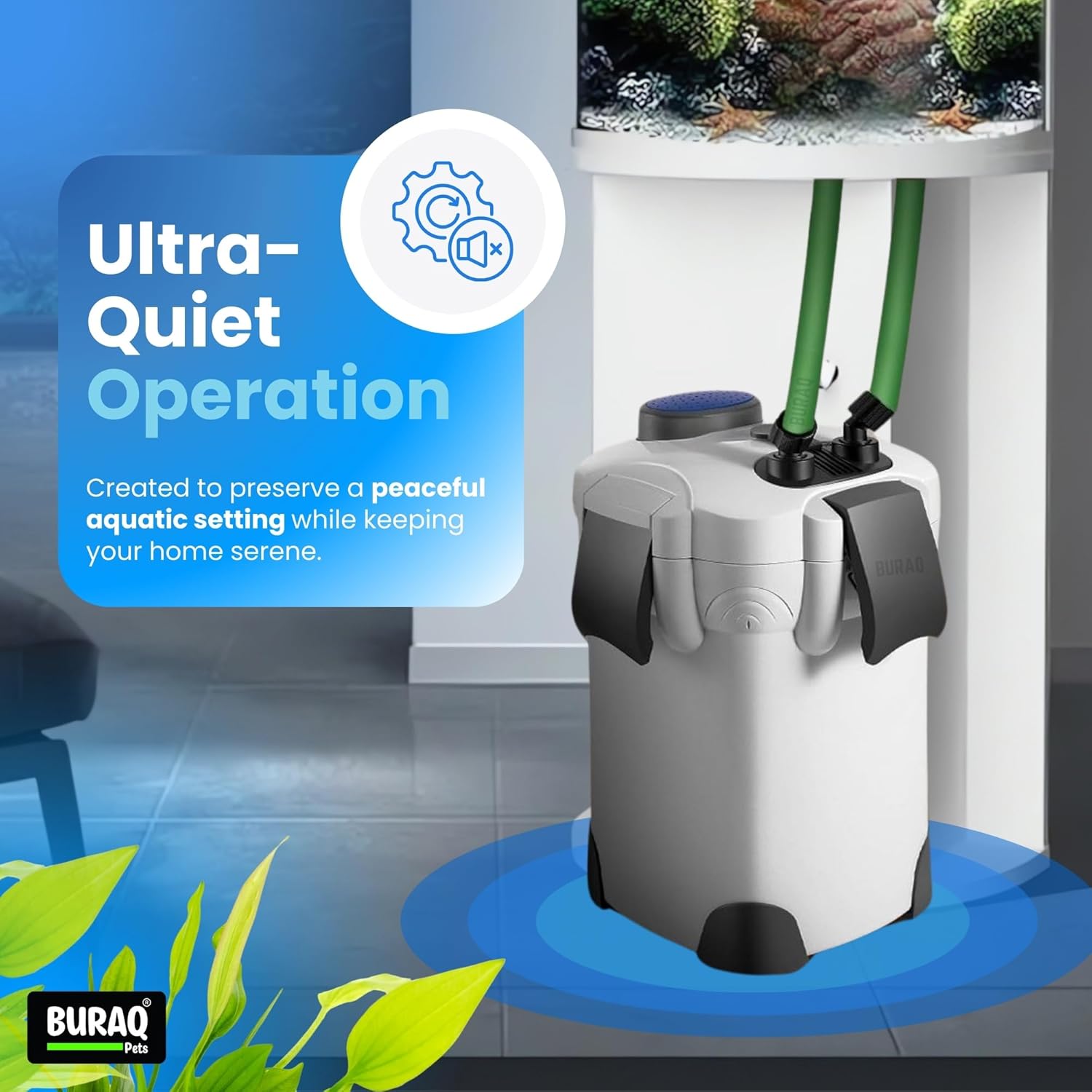 External Canister Aquarium Filter – Quiet & Powerful for 2.5–4 FT Tanks - BURAQ PETS