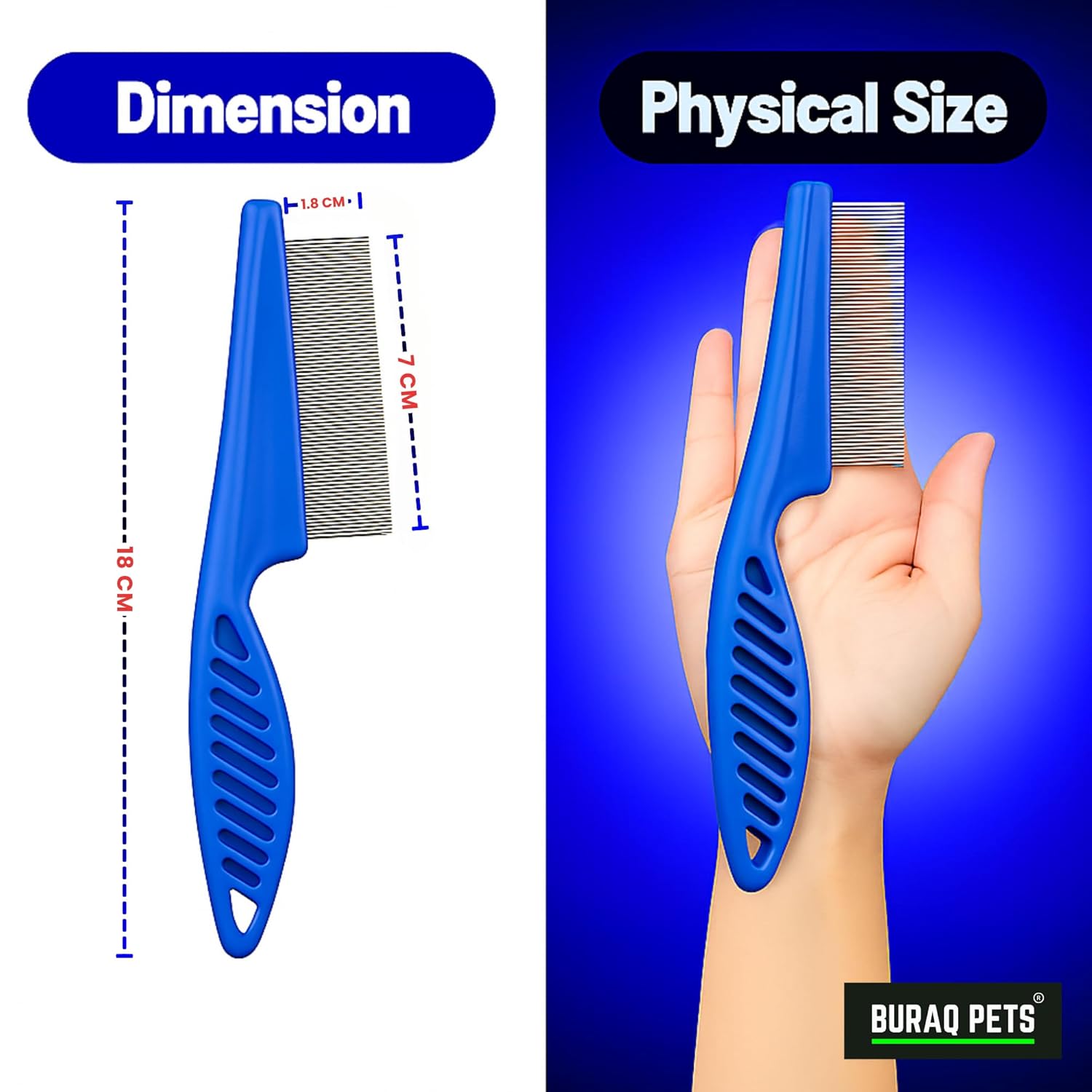 Flea Comb for Cats & Dogs – Stainless Steel Grooming Tool - BURAQ PETS