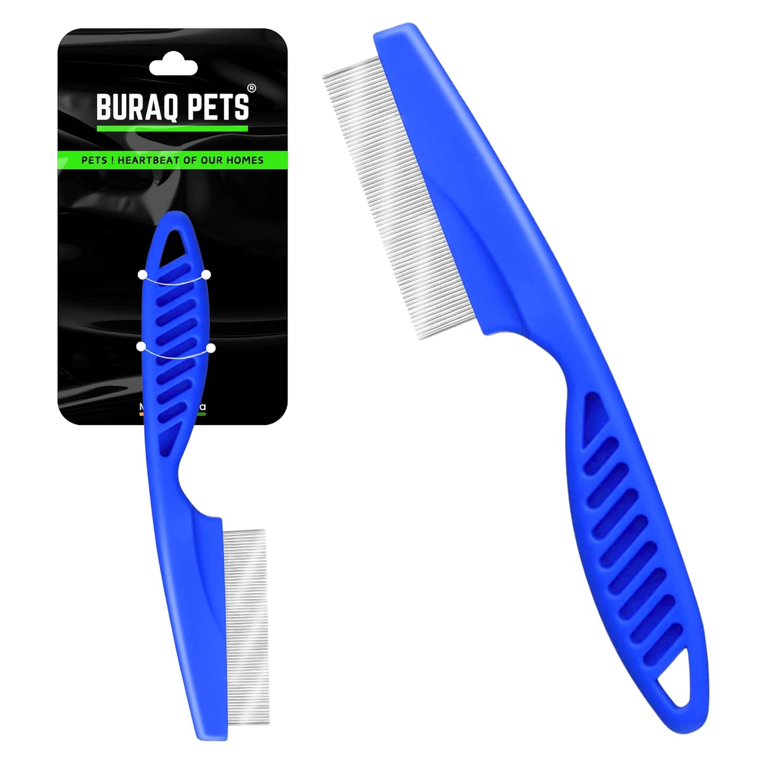 Flea Comb for Cats & Dogs – Stainless Steel Grooming Tool - BURAQ PETS