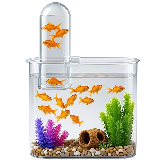 Floating Acrylic Fish Tank – WRGB LED & Hang - On Filter for Desks - BURAQ PETS