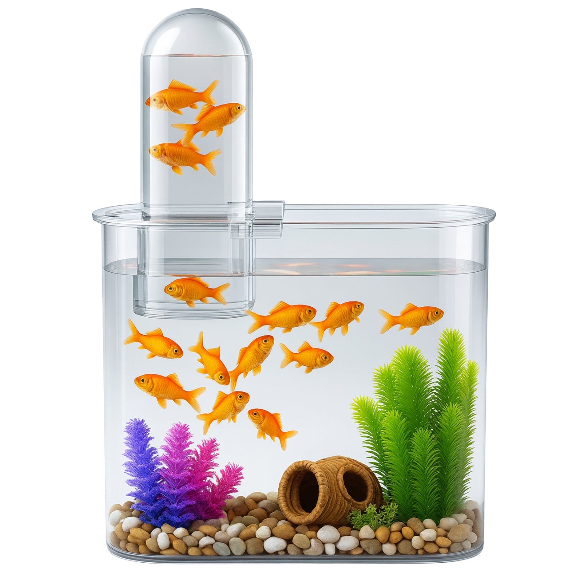 Floating Acrylic Fish Tank – WRGB LED & Hang - On Filter for Desks - BURAQ PETS