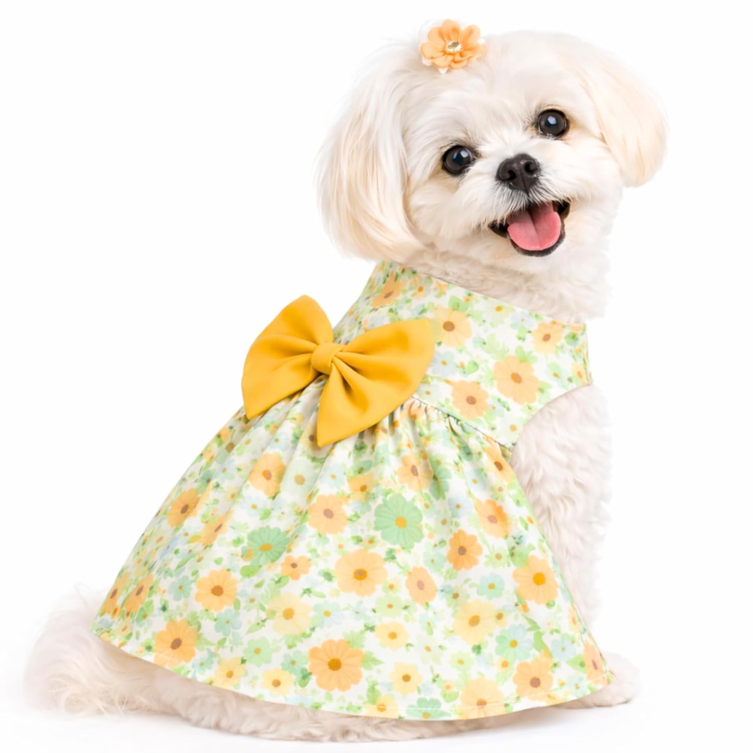 Floral Dog Dress with Bow, Soft & Cute Puppy Clothes for Small Dogs & Cats - premium pet product by Buraq Pets
