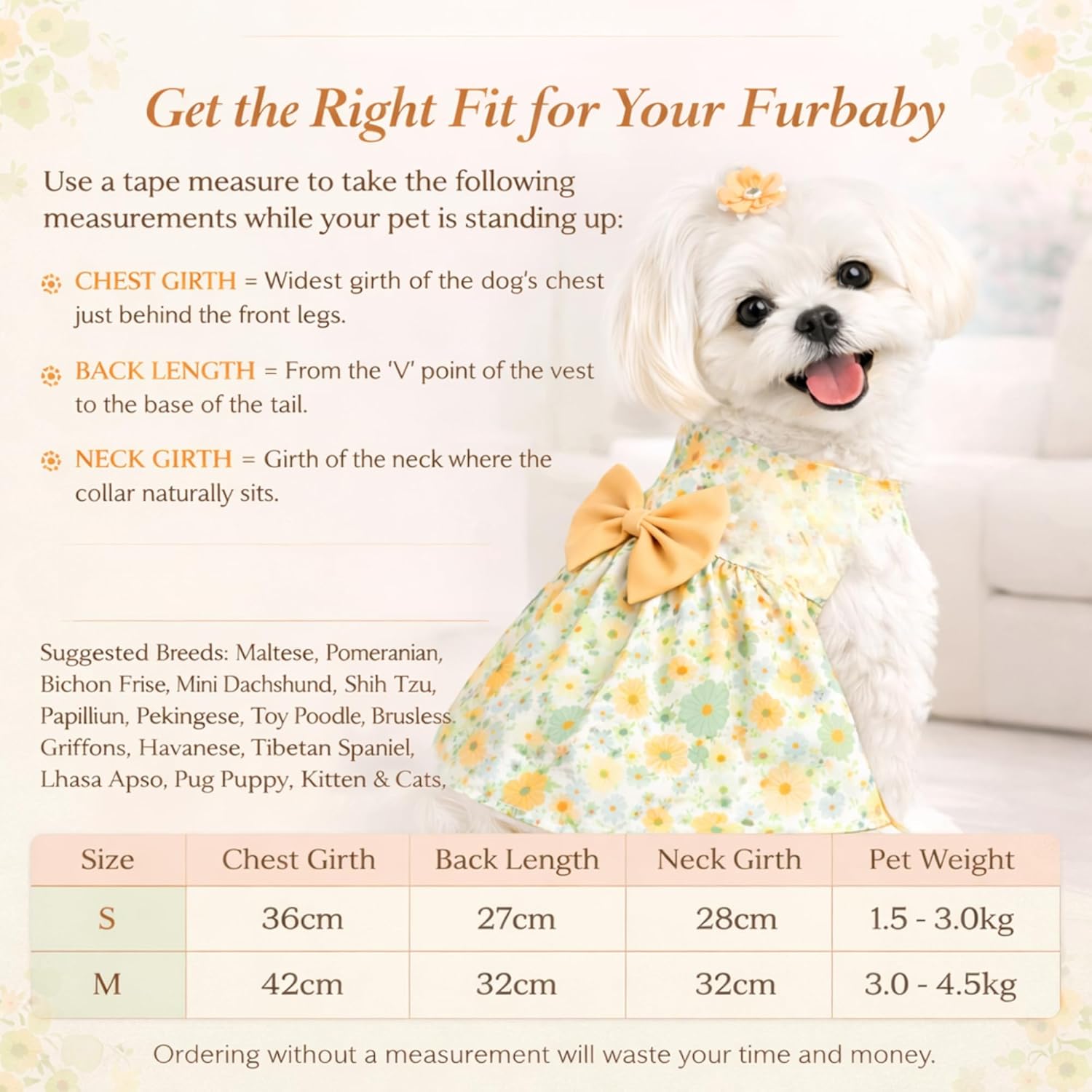 Floral Dog Dress with Bow, Soft & Cute Puppy Clothes for Small Dogs & Cats - premium pet product by Buraq Pets