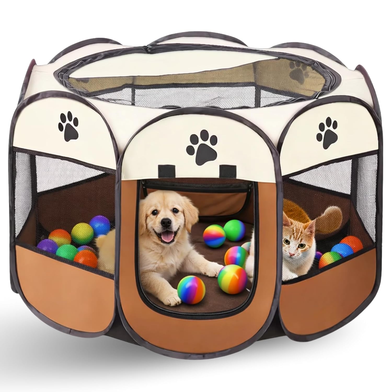 Foldable Pet Playpen for Dogs & Cats | Pet Enclosure Cage with Breathable Mesh - premium pet product by Buraq Pets