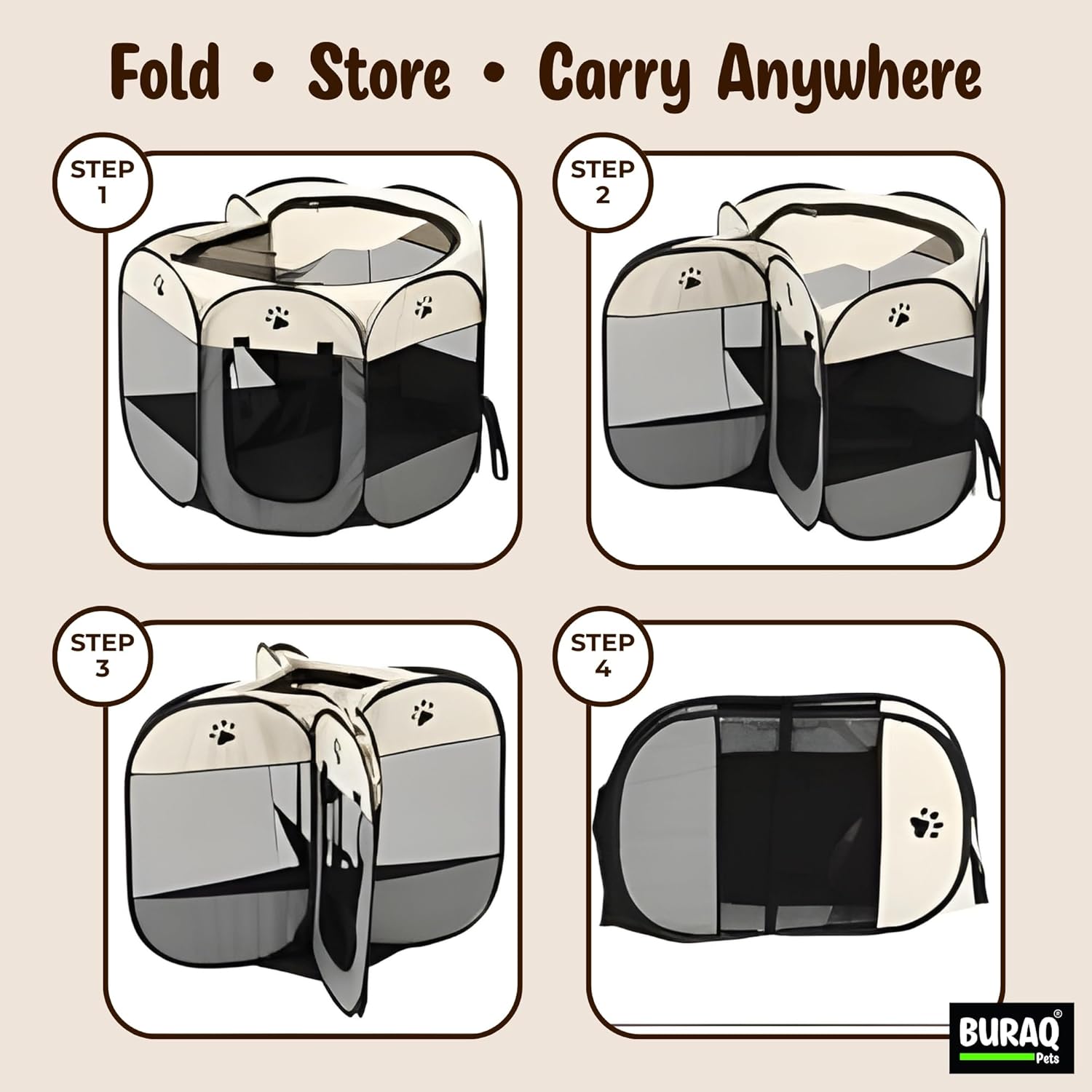 Foldable Pet Playpen for Dogs & Cats | Pet Enclosure Cage with Breathable Mesh - premium pet product by Buraq Pets