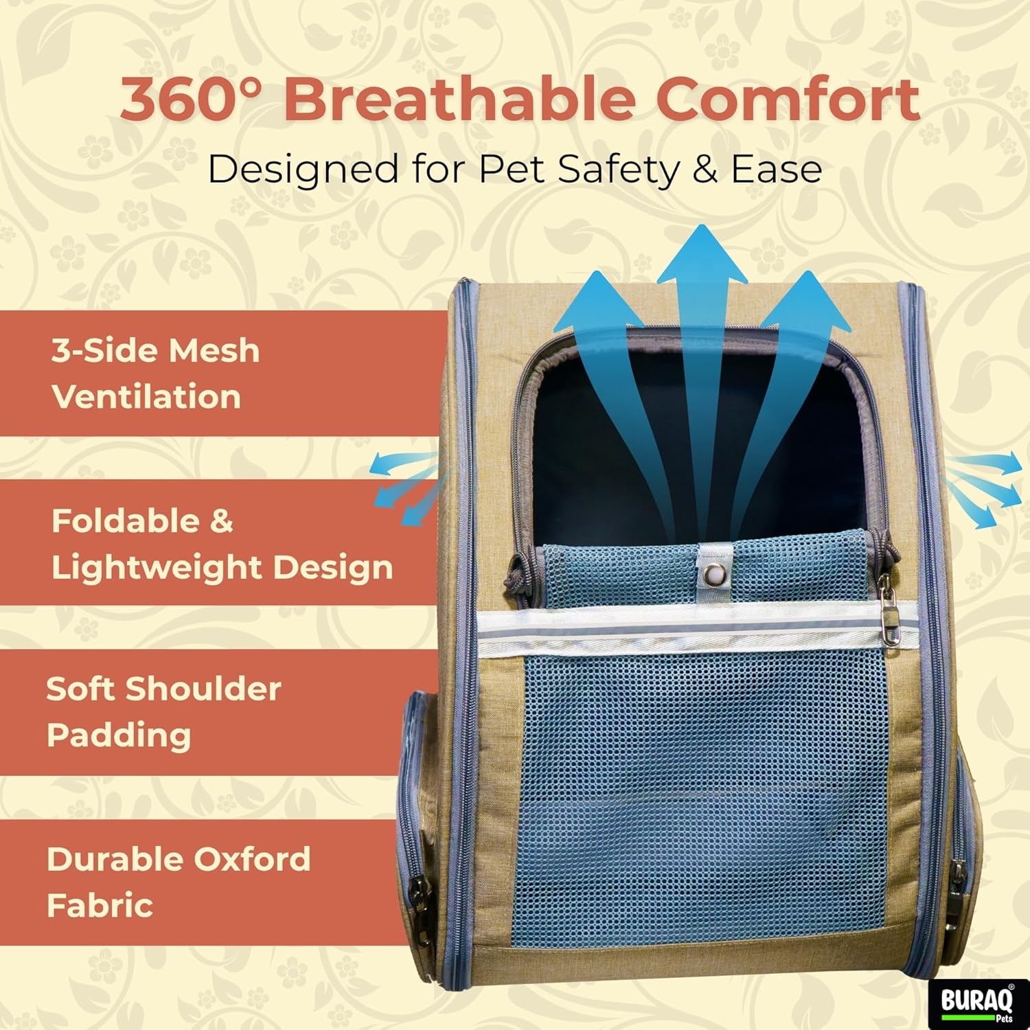 Foldable Ventilated Cat Backpack for Travel - BURAQ PETS