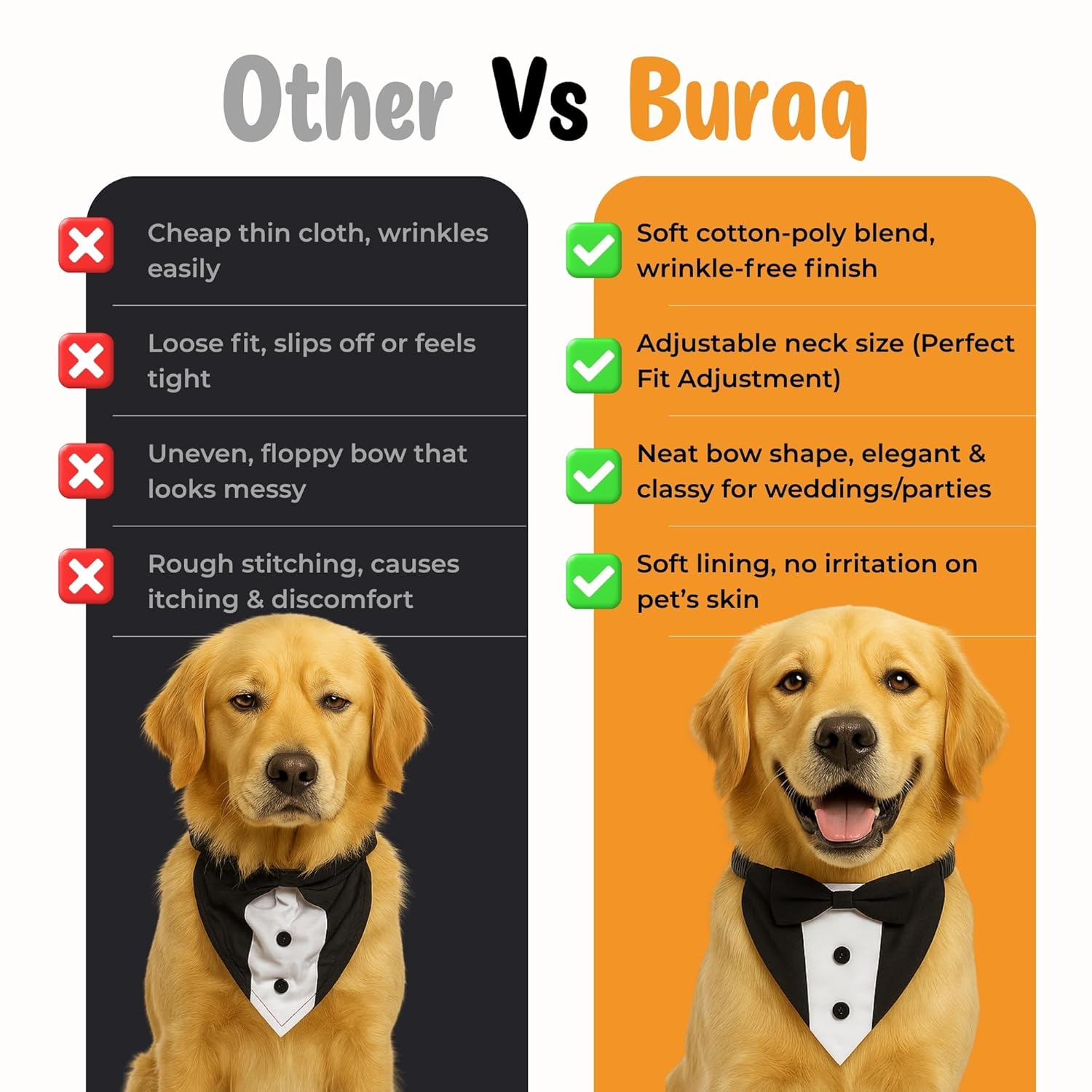 Gentleman’s Dog Tuxedo Bandana – Formal Bow Tie Collar - BURAQ PETS