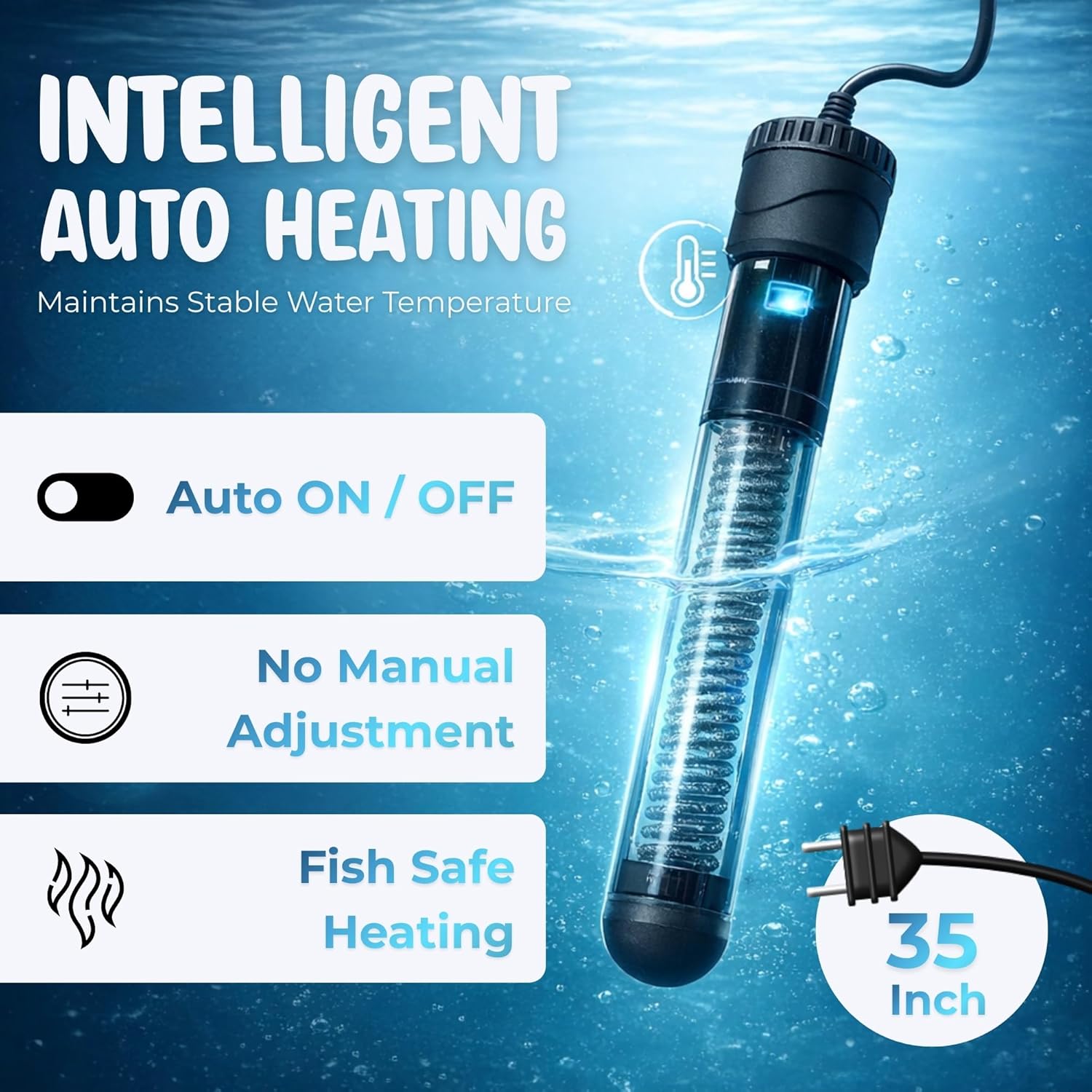 Intelligent Aquarium Heater Glass with Plastic Protective Guard, Automatic Temperature Control Heater for Fish Tanks - premium pet product by Buraq Pets