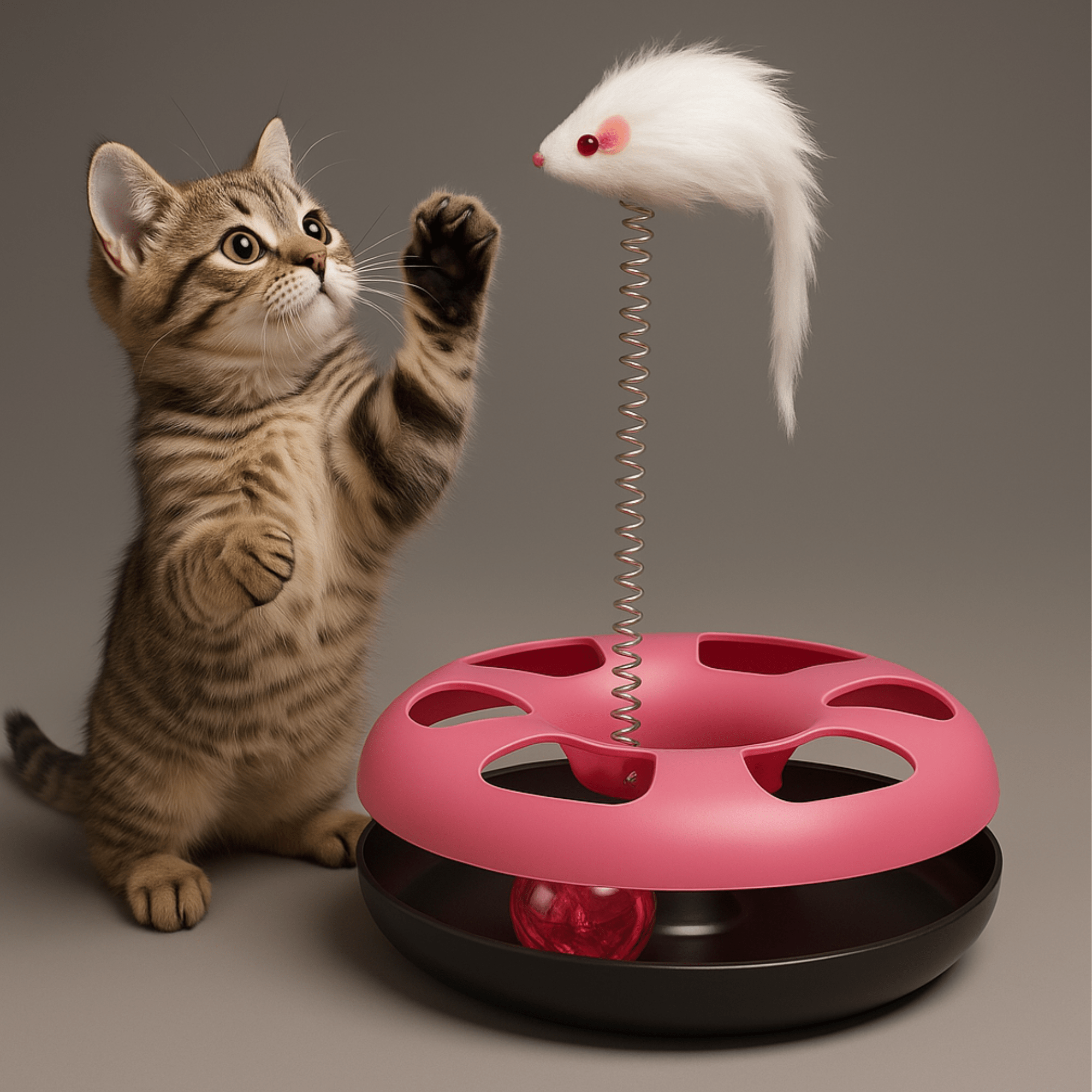 Interactive Cat Toy with Spring Mouse & Spinning Bal - BURAQ PETS