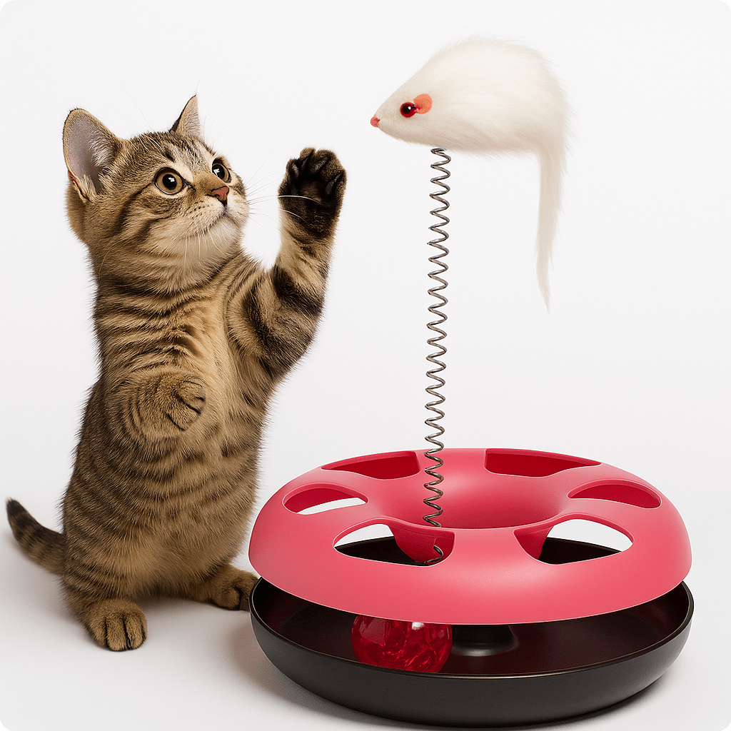Interactive Mouse Spring Cat Toy with Rolling Ball – Fun & Engaging Play for Kittens - BURAQ PETS