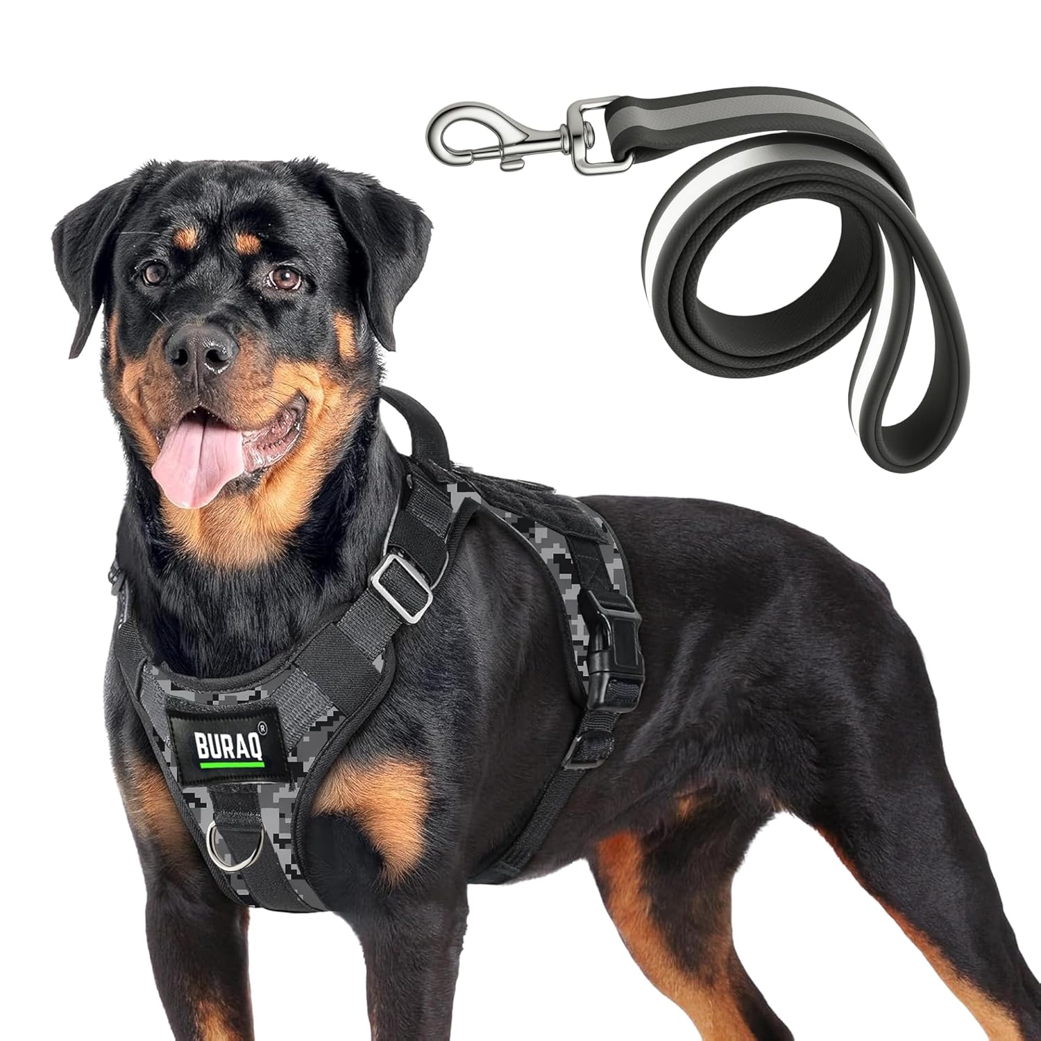 Military Tactical Dog Harness With Reflective Leash – Heavy - Duty & Adjustable Vest - BURAQ PETS
