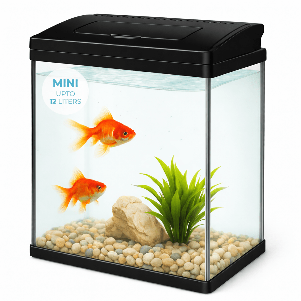 Mini 12L Aquarium Fish Tank – Moulded Design with Filter, LED Light & Lid - BURAQ PETS