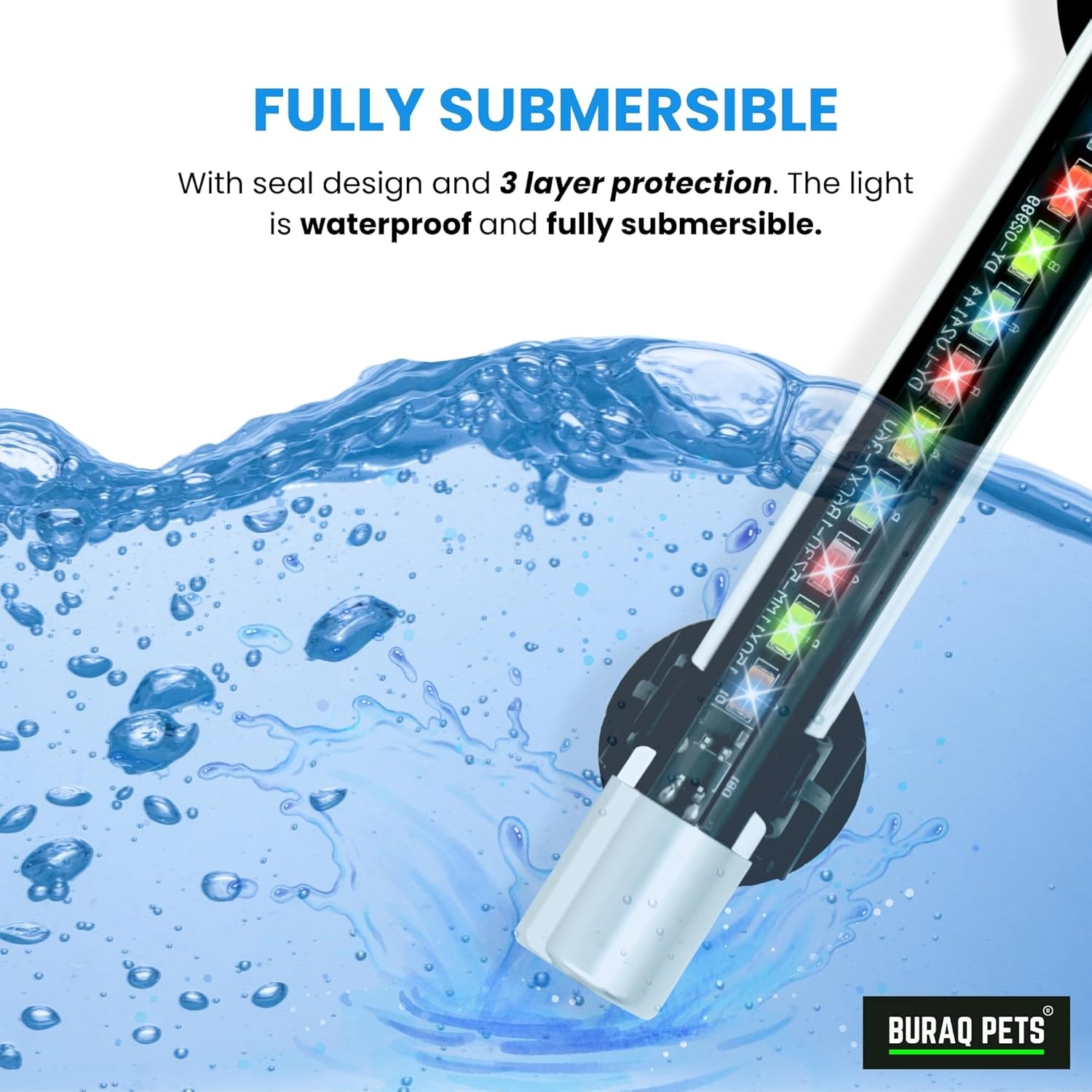 Mini LED Aquarium Light – Multicolor, Waterproof & Efficient ( Upto 1.5 Ft Tank ) - BURAQ PETS