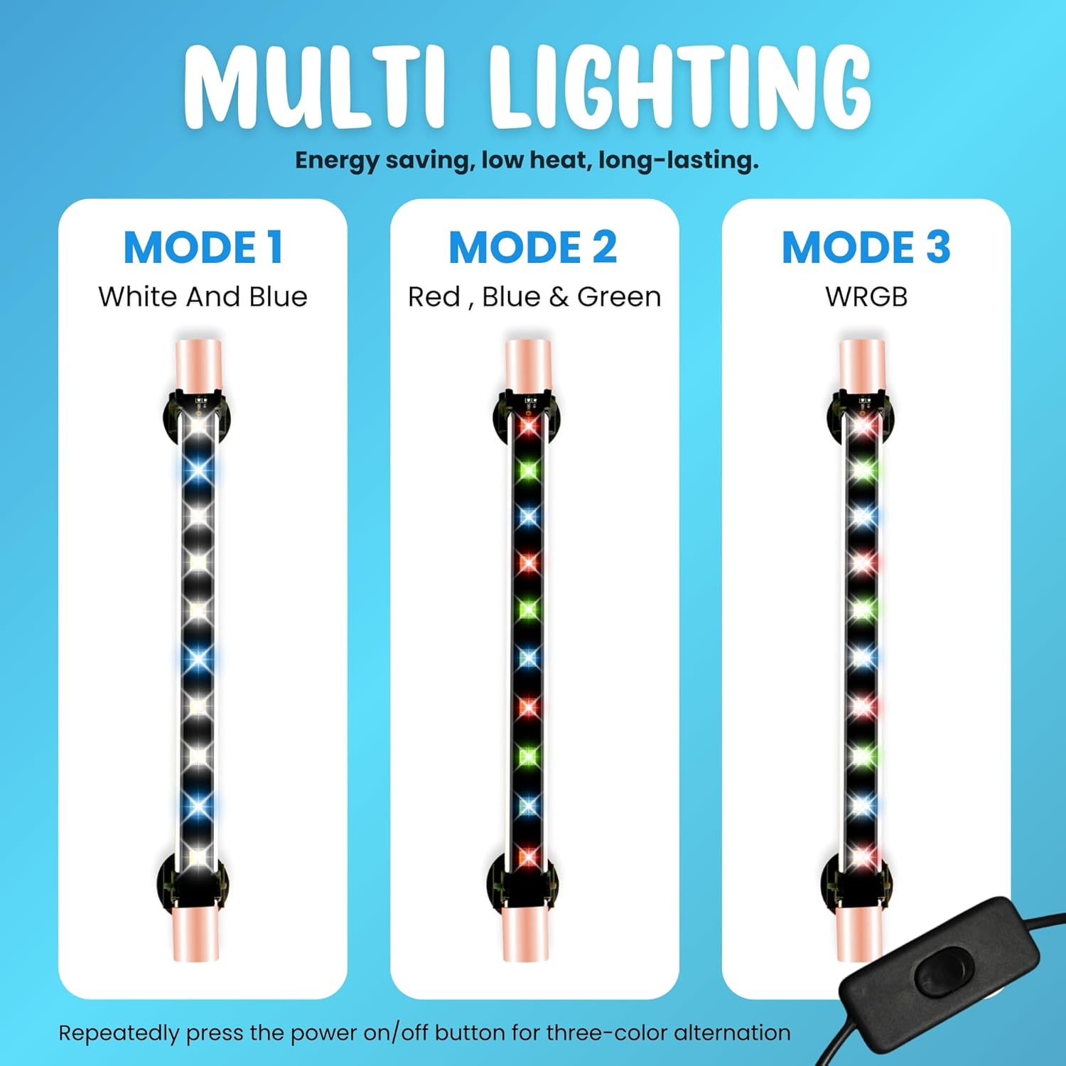 Multi - Color LED Aquarium Light, Waterproof & Energy - Efficient ( Upto 2.5 Ft Tanks) - BURAQ PETS