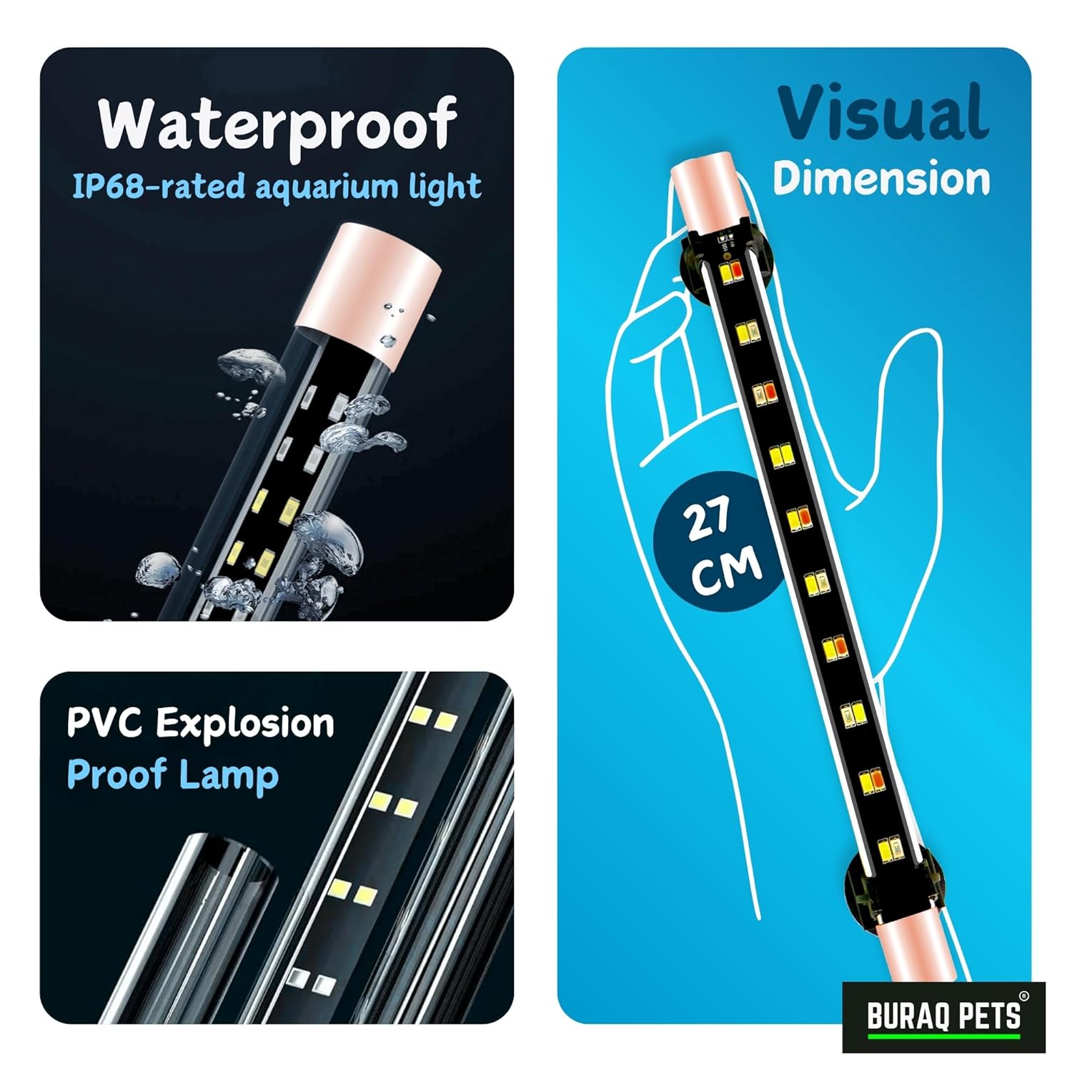 Multi-Color LED Aquarium Light, Waterproof & Energy-Efficient ( Upto 2.5 Ft Tanks) – premium pet product by Buraq Pets