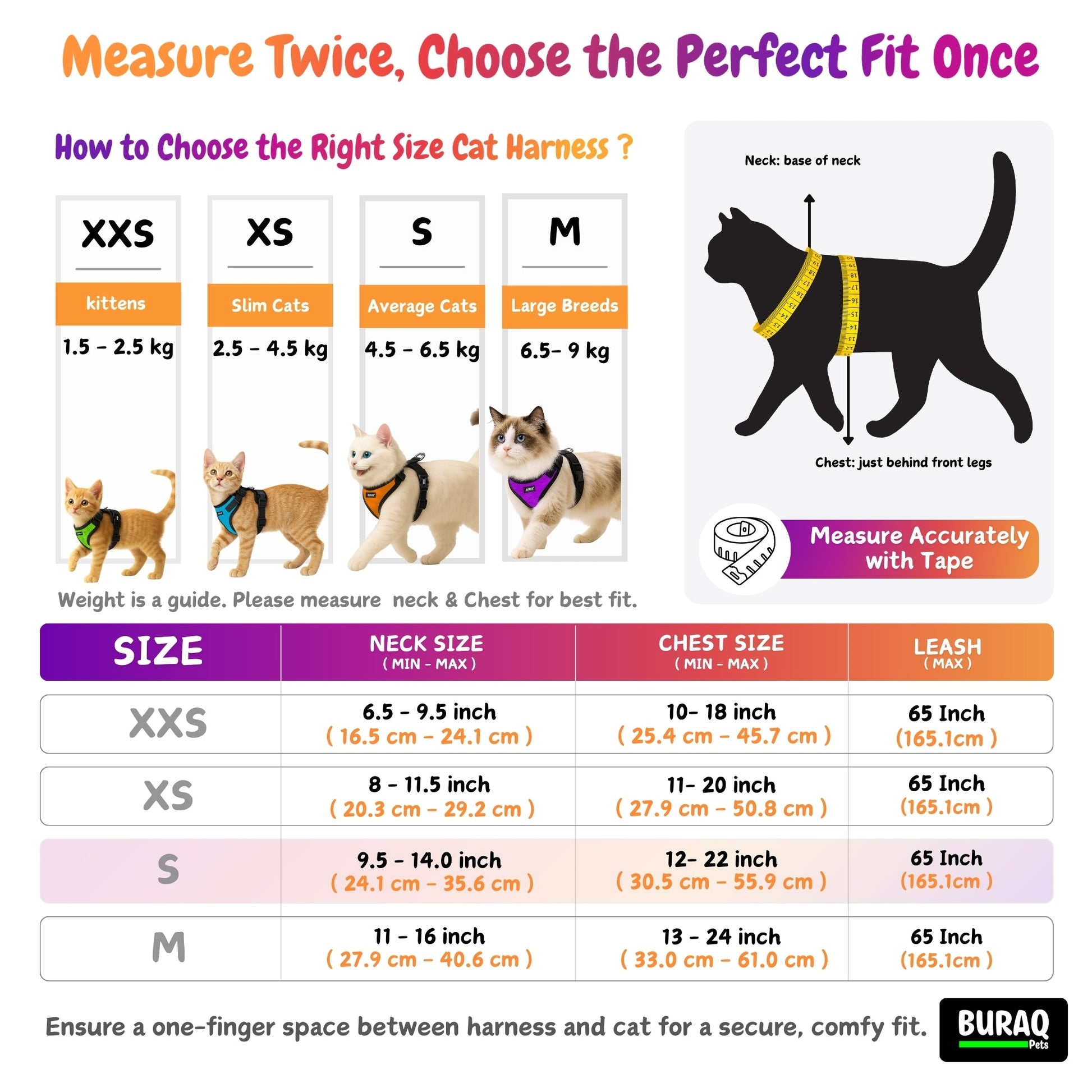 No Pull Cat Harness with Leash – Ultra - Light & Stylish Design - BURAQ PETS