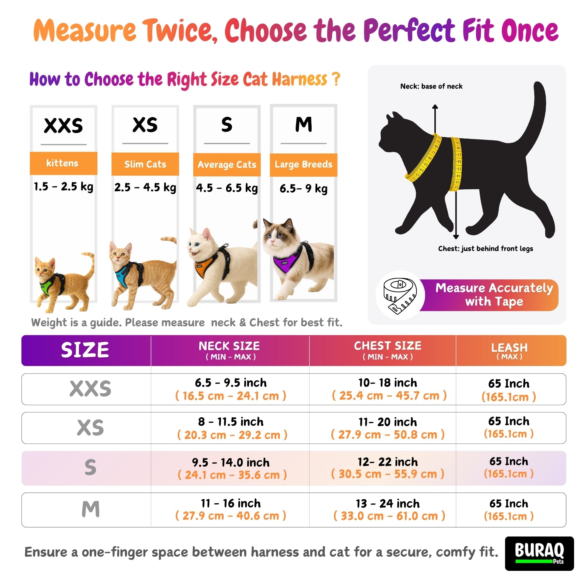 No Pull Cat Harness with Leash – Ultra - Light & Stylish Design - BURAQ PETS