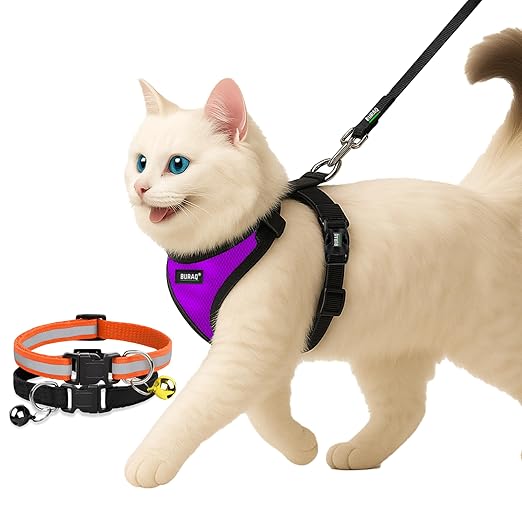 No Pull Escape Proof Cat Harness with Leash + 2 Pcs Cat Collar - premium pet product by Buraq Pets