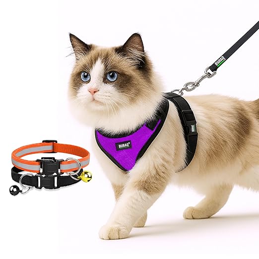 No Pull Escape Proof Cat Harness with Leash + 2 Pcs Cat Collar - premium pet product by Buraq Pets