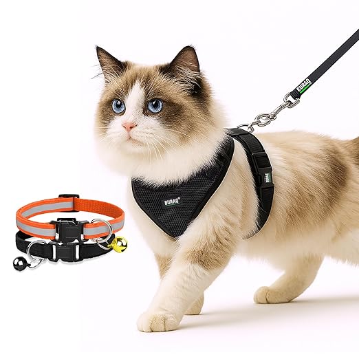 No Pull Escape Proof Cat Harness with Leash + 2 Pcs Cat Collar - premium pet product by Buraq Pets
