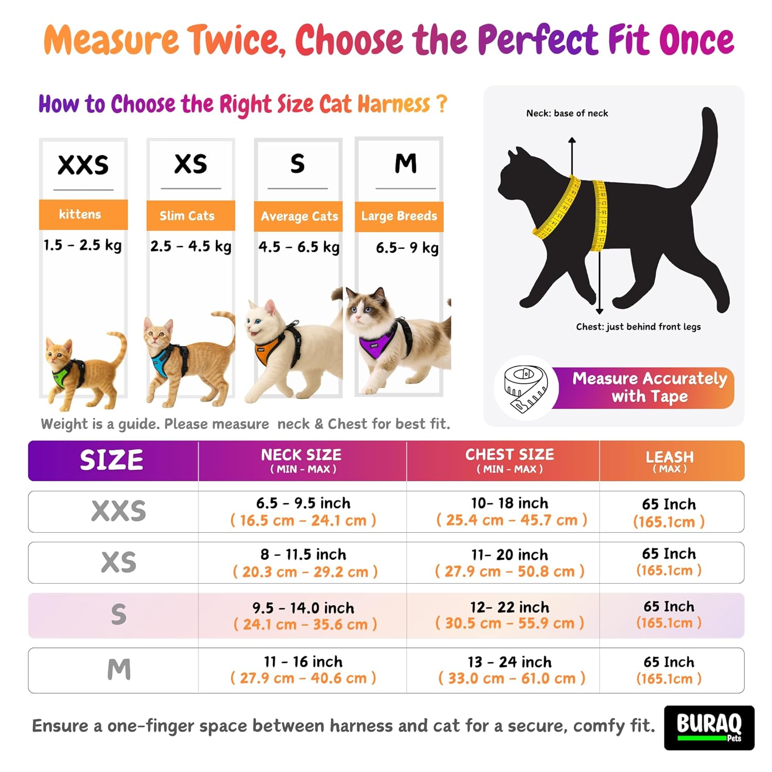 No Pull Escape Proof Cat Harness with Leash + 2 Pcs Cat Collar - BURAQ PETS