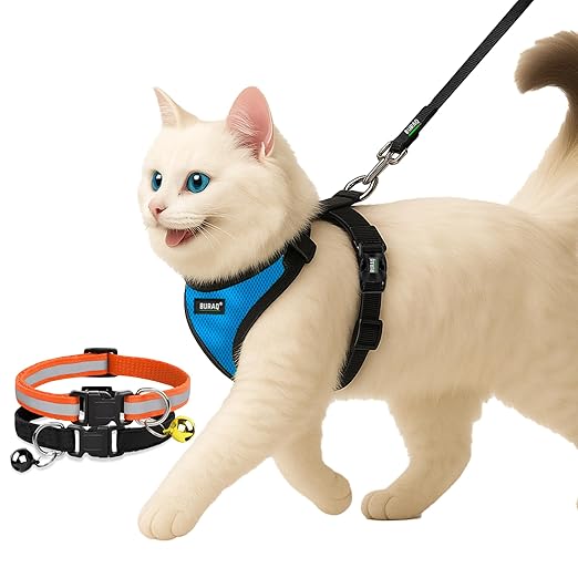 No Pull Escape Proof Cat Harness with Leash + 2 Pcs Cat Collar - premium pet product by Buraq Pets